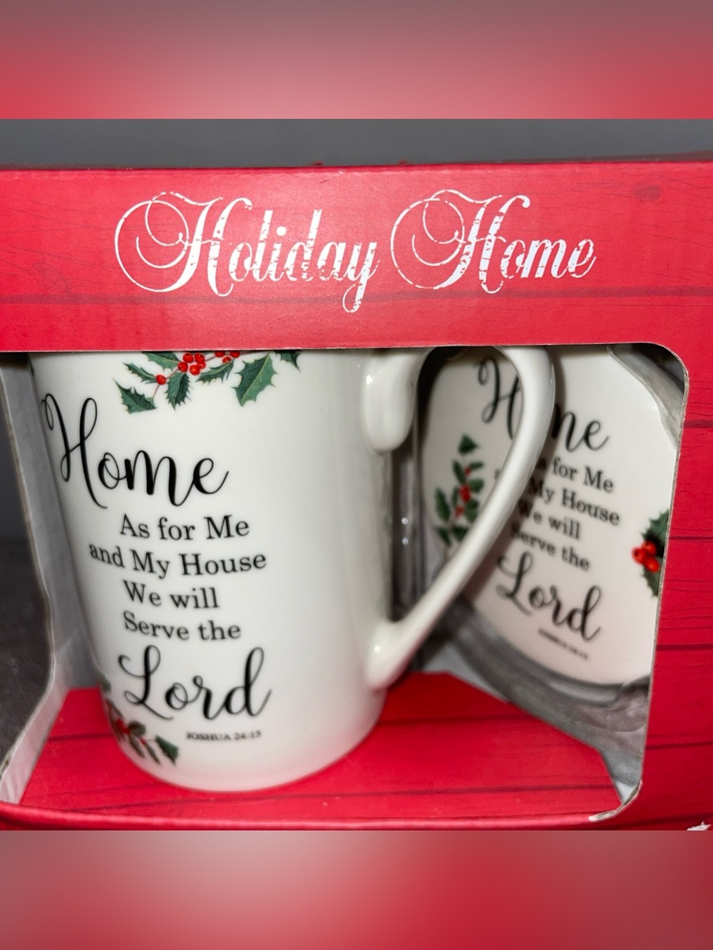 Holiday Home White Ceramic Mug with Holly Accent - Holiday Home